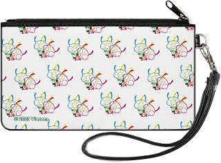 Nickelodeon Small Mini Compact Pouch Wallet, Credit Card Holder Pocket Purse, Invader Zim Triple GIR Pose Stack White Multi Color, Canvas