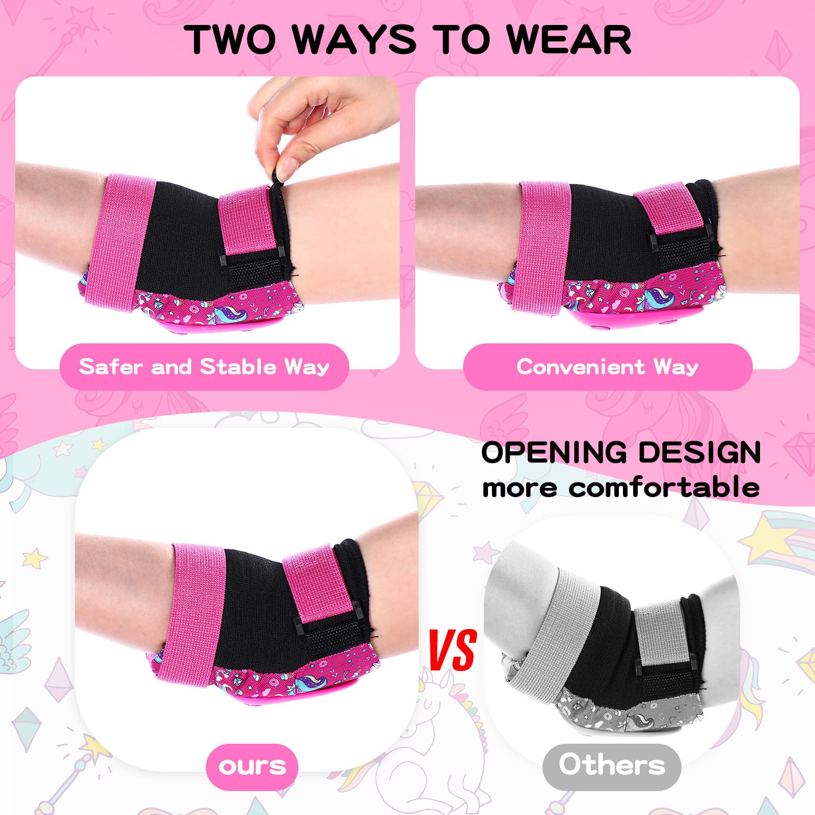 Saysurey 14 Pcs Kids Bike Helmet Knee Pads Knee Elbow Pads for Toddlers 3 to 8 Years Pink Helmet for Girls Wrist Guards with Drawstring Bag Sock Whistle and Hairpin for Skating Cycling(Unicorn)