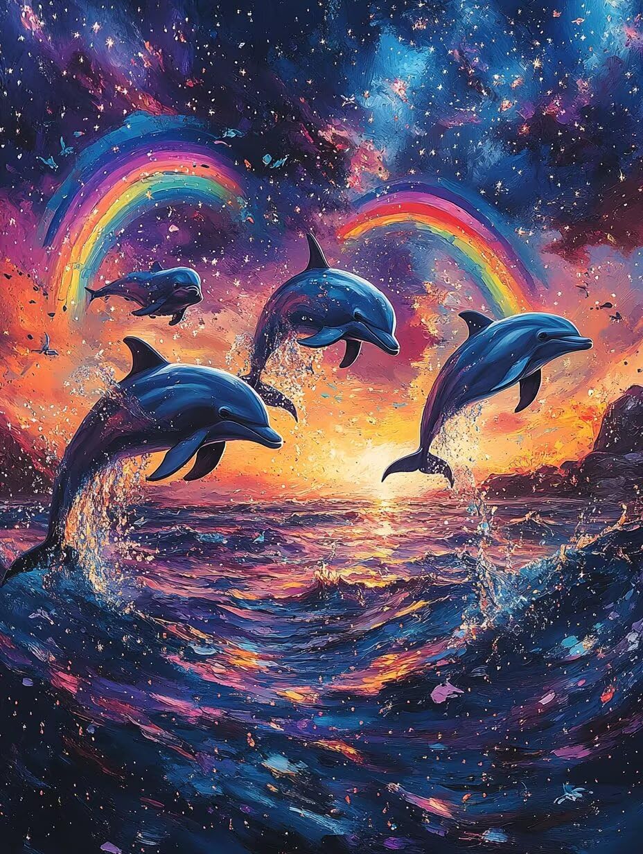 Diamentowe malowanie zachód słońca 5D diamentowe malowanie dla dorosłych delfin, DIY diamentowe malowanie dla dorosłych pełne wiertło zestawy do haftu krzyżykowego, haft diamentowy do dekoracji domu