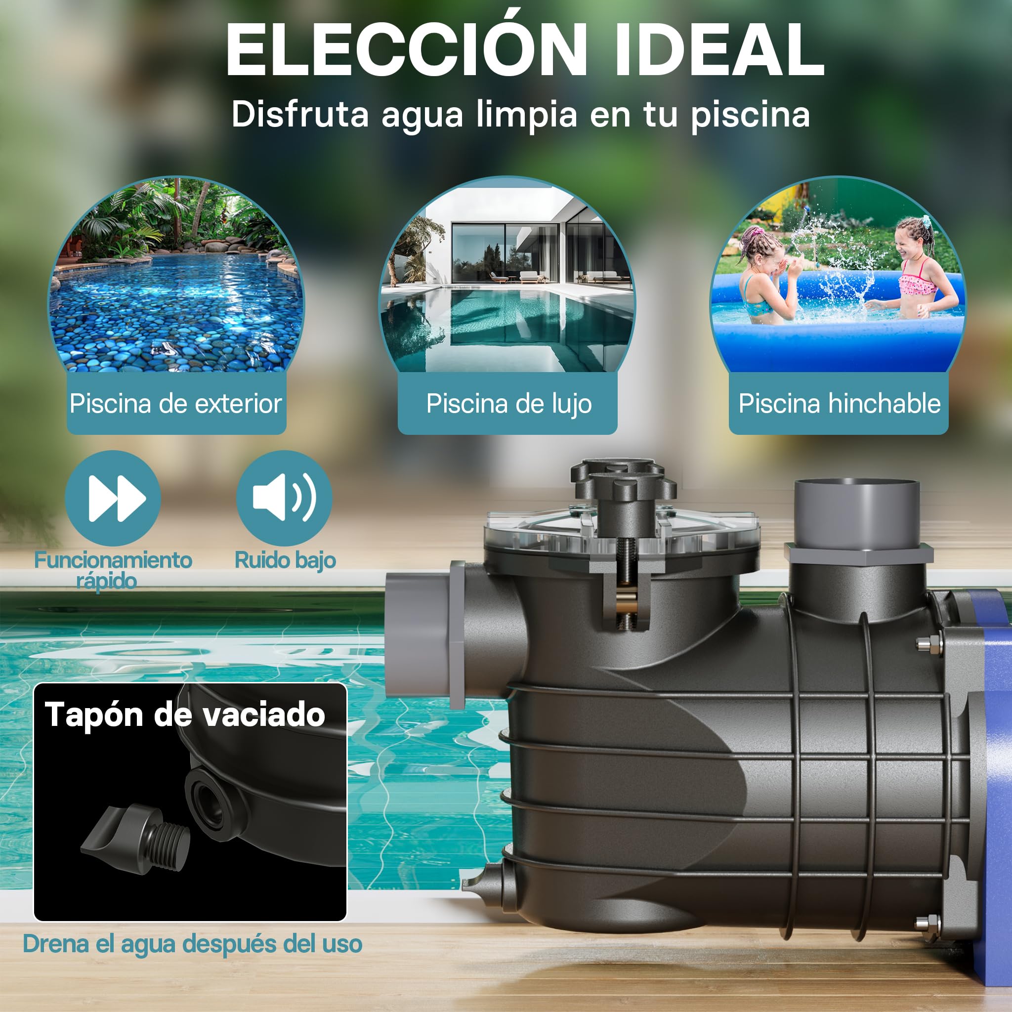 Bomba de piscina 13200l/h 370W Bomba de circulación Bomba de filtro