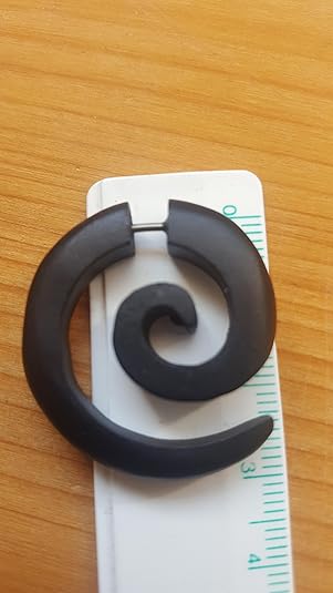 Orecchini A Spirale Finto Piercing In Legno - Stile Tribale, Acciaio Chirurgico, Chiusura A Vite O Snap, Unisex - Foto 5