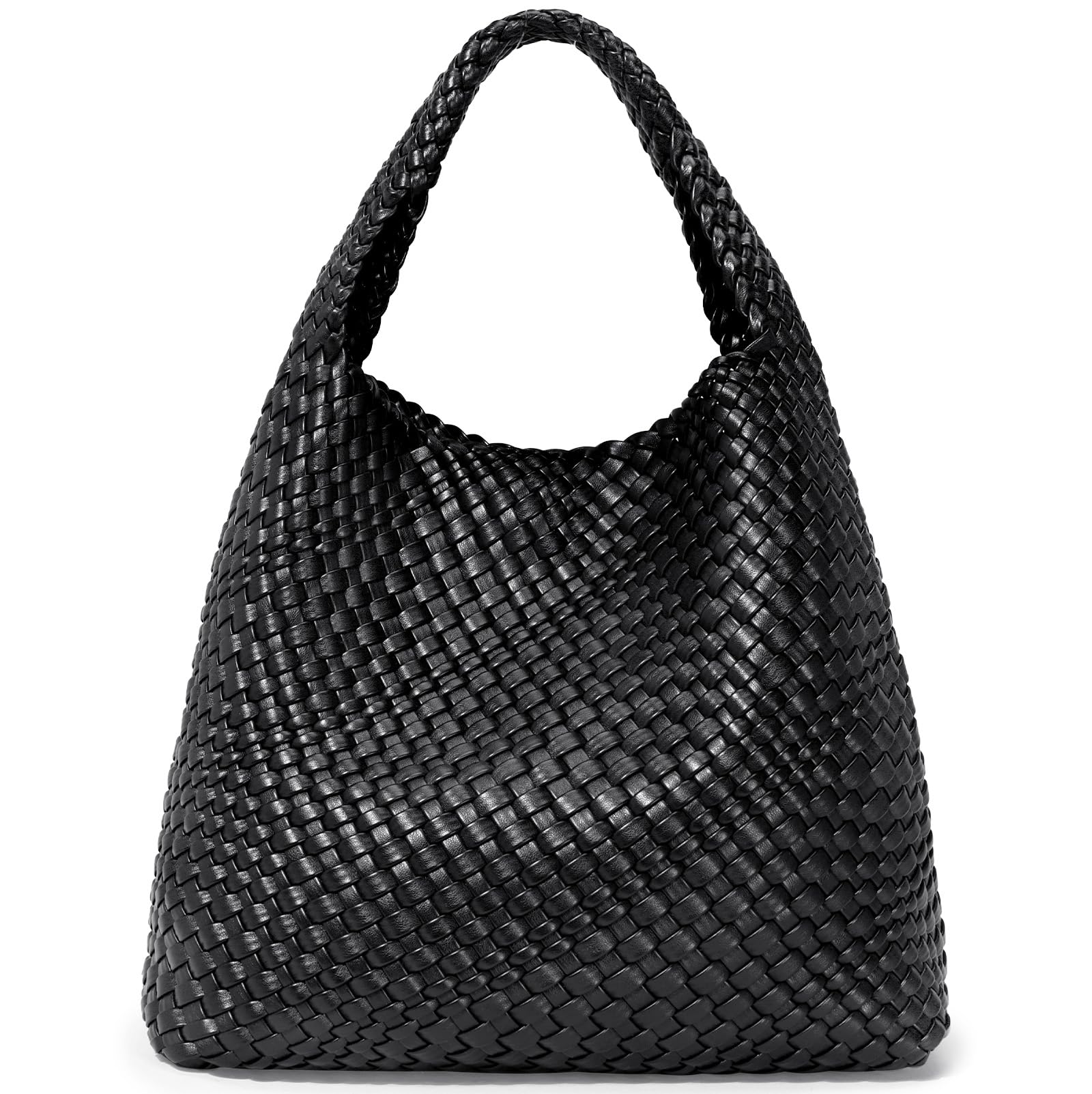 Woven Leather Tote Bag for Women - Ladies Handbag Shoulder Bag With Pouch Purse - Shopping Top-Handle Bag