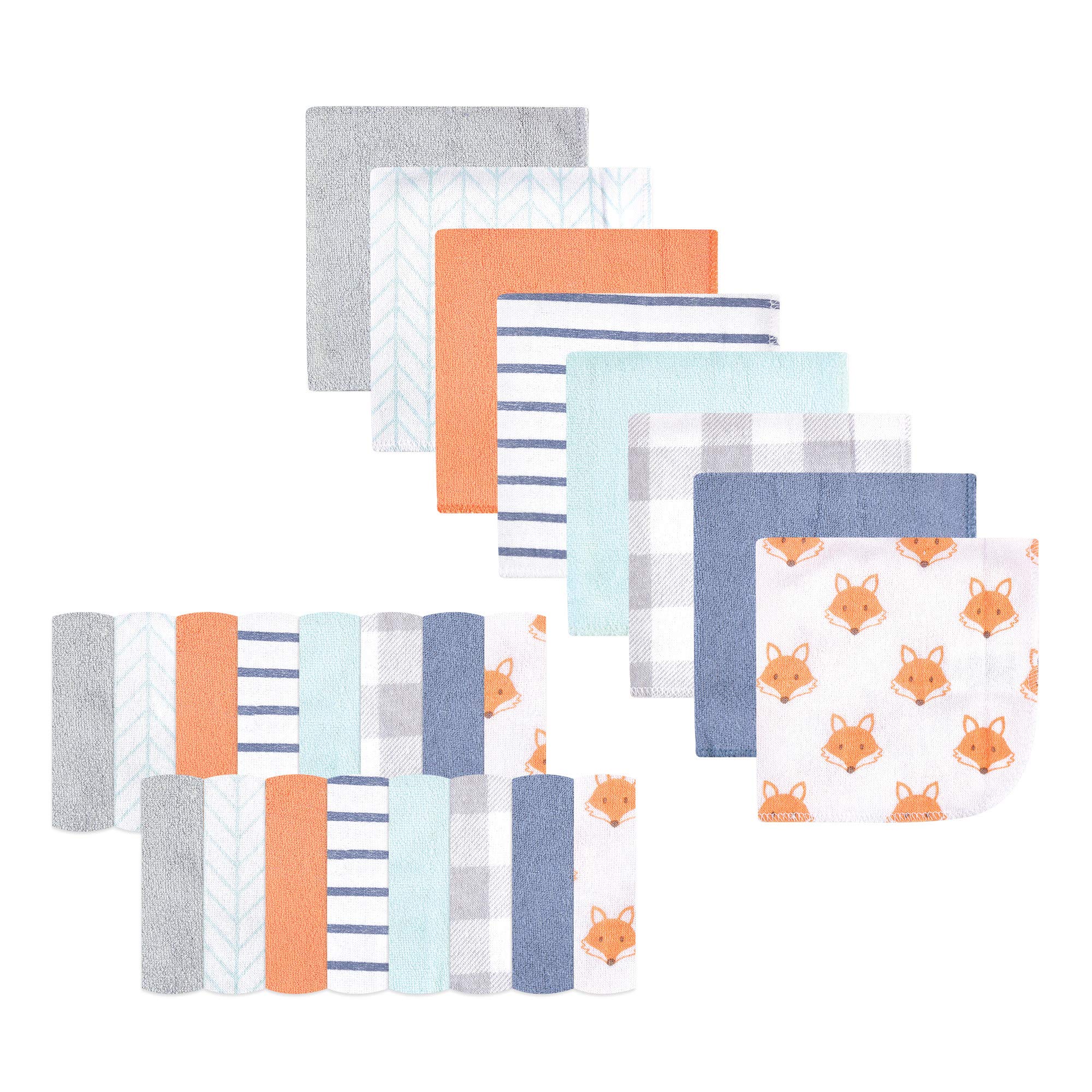 Hudson Baby Unisex Baby Rayon from Bamboo Washcloth Bundle, Fox, One Size