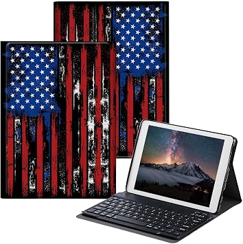 for Samsung Galaxy Tab S6 Lite Case 2022/2020 with Detachable Wireless Keyboard & Adjustable Stand Protect Tablet Case for Samsung Galaxy Tab S6 Lite 10.4 inch - American Flag