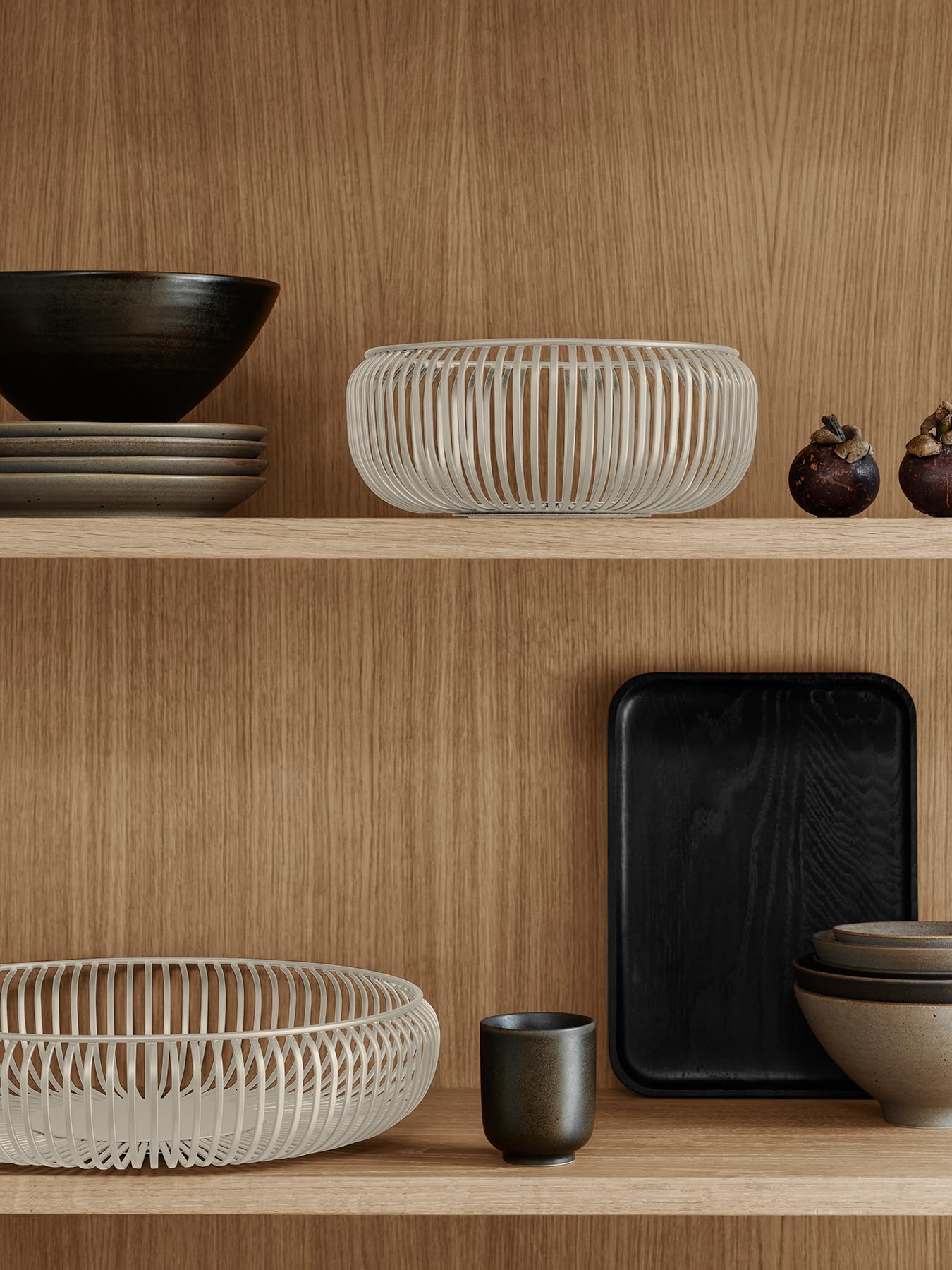 blomus -LITO- Bowl | Obstschale aus Stahl | Dekoschale mit Streben | Farbe Nomad | Größe M Ø25xH9,5 cm