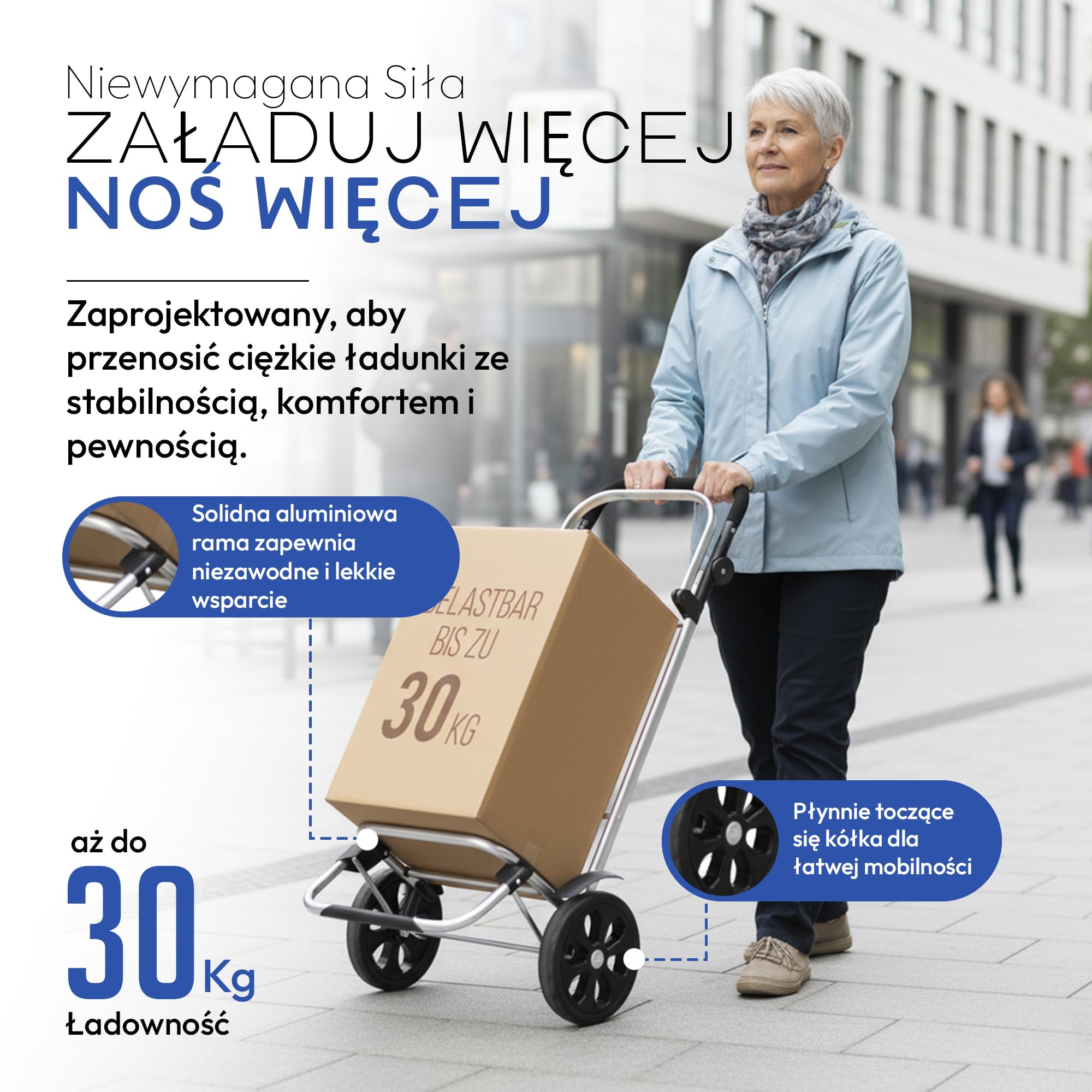 imono® boodschappentrolley Opvouwbare 3 in1 trolley voor boodschappen