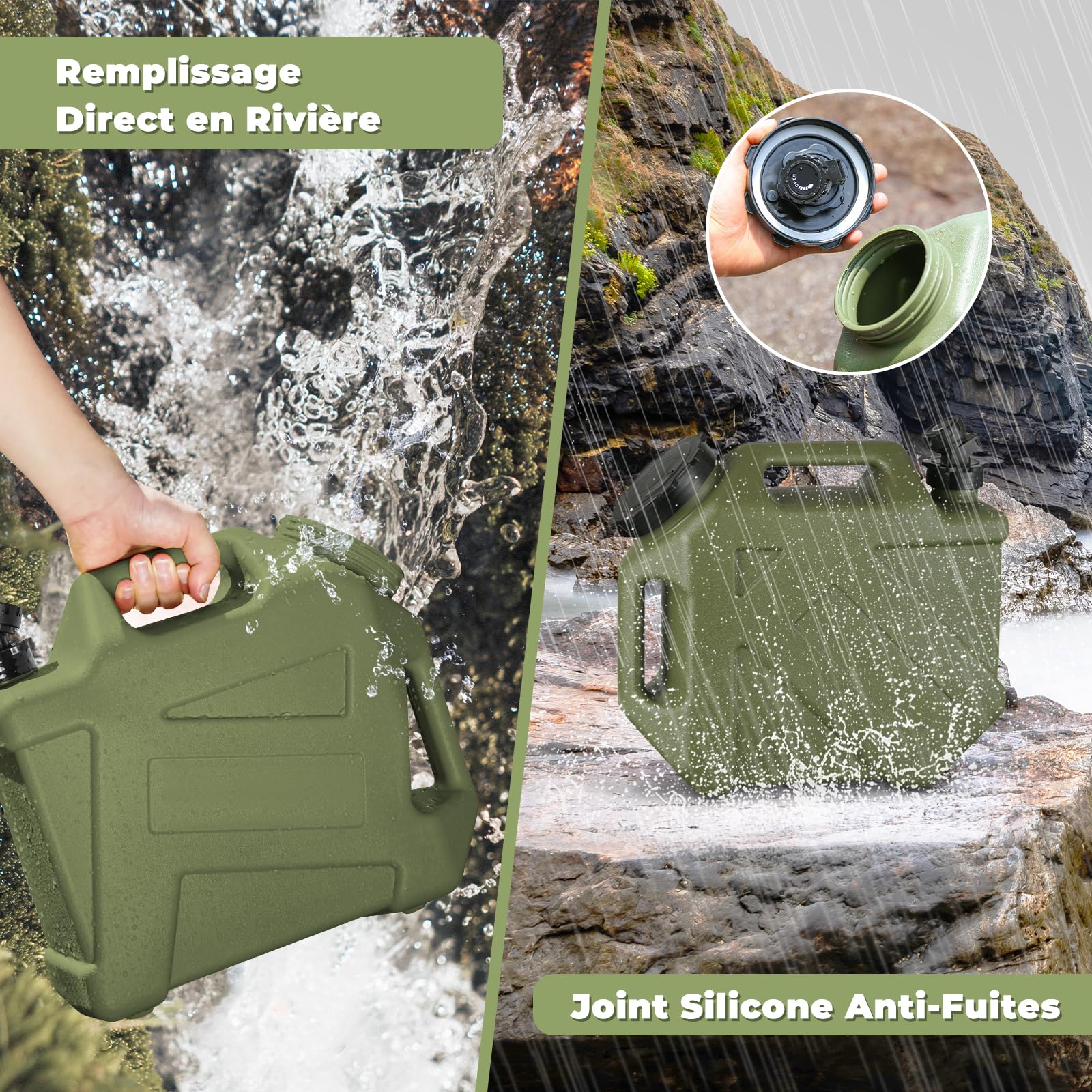Sharplace 10L Bidon Eau avec Robinet, Jerrican Eau Réservoir D'eau de Camping Car Extérieur Bidon D'eau Alimentaire, Portable Grande Capacité Sans Fuite de Réservoir D'eau pour La Conduite RV, Camping