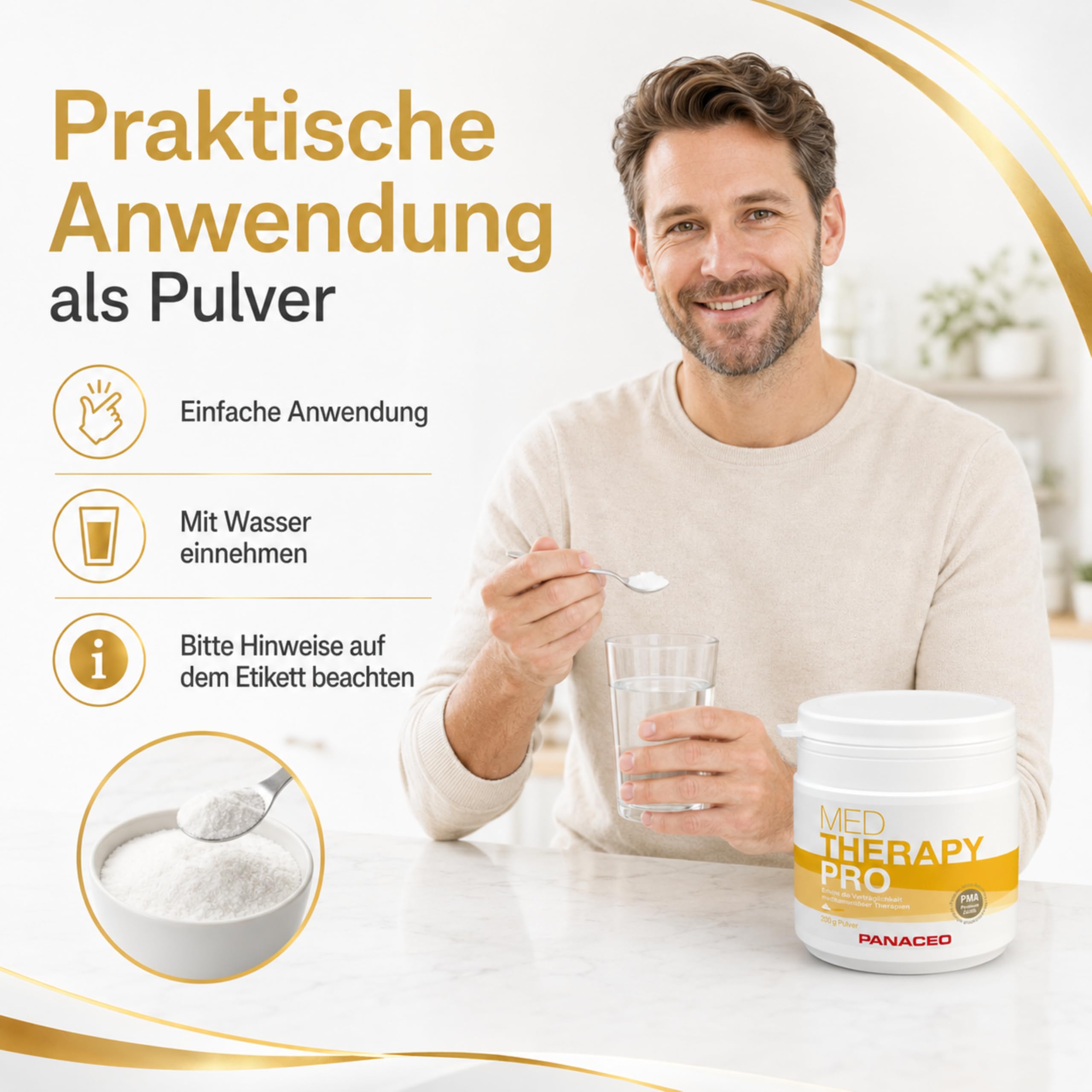 PANACEO MED Therapy-Pro Pulver 200 g – PMA-Zeolith Medizinprodukt | 100 % PMA-Zeolith – zur unterstützenden Begleitung während der Chemotherapie