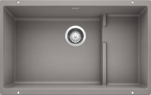 Blanco - Silgranit 519450 Precis bajo cubierta simple 2834 pulgadas, fregadero de cocina, 519452