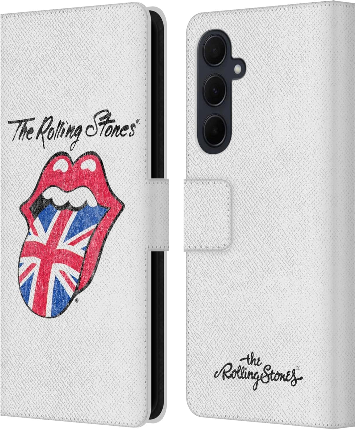Head Case Designs Officially Licensed The Rolling Stones UK Tongue Key Art Leather Wallet Case Compatible with Samsung Galaxy A35 5G