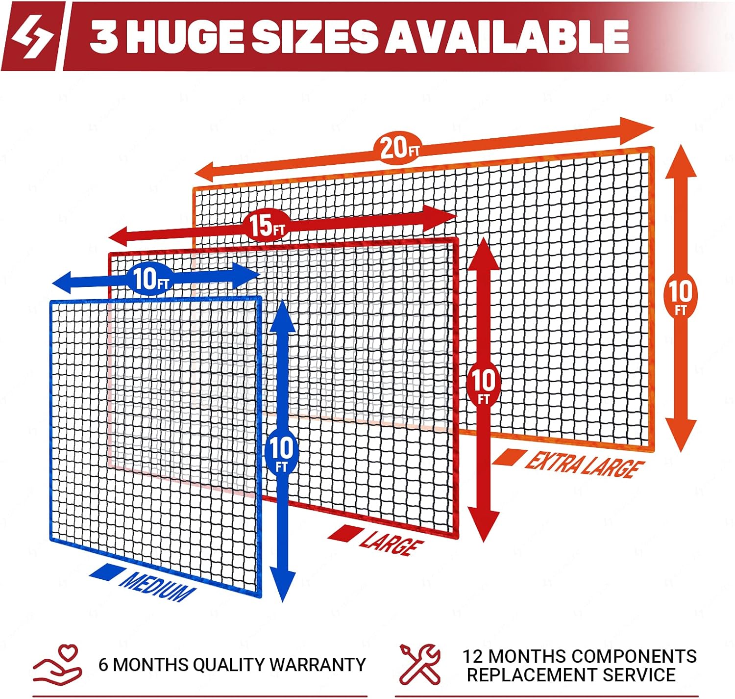 SAPLIZE Golf Practice Barrier Net, High Impact Golf Ball Hitting Netting, 10x10 ft Heavey Duty Golf Containment Net, Blue : Sports & Outdoors