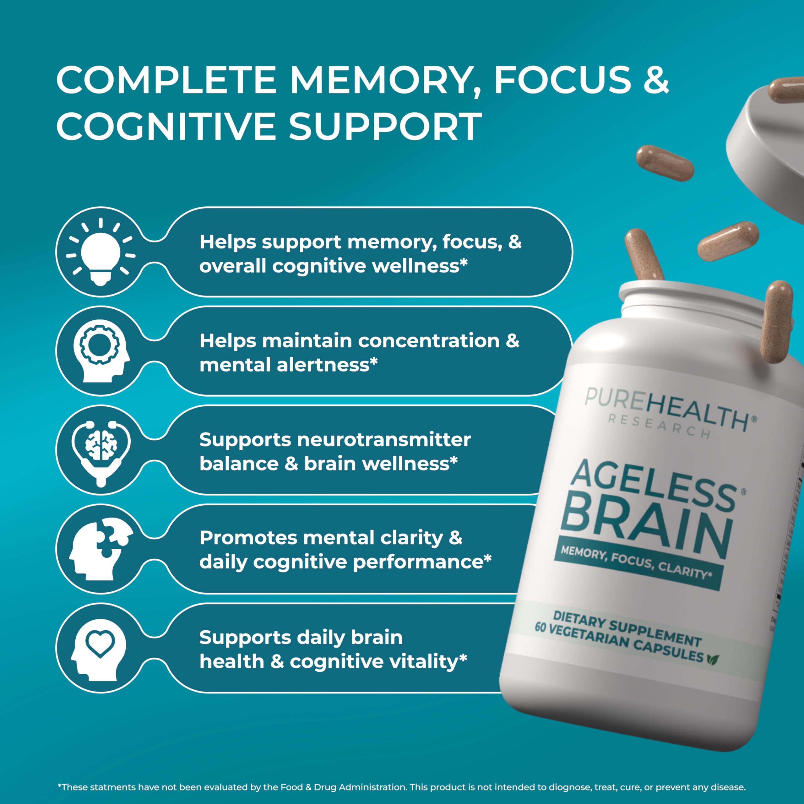 PUREHEALTH RESEARCH Ageless Brain - Supplements for Memory and Focus — Amazon image 3