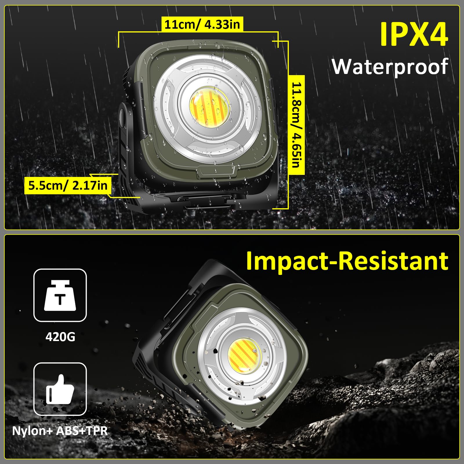 MASMEJOR Foco LED Recargable 10000mAh con Imán, Luz de Trabajo 1500LM 30W con Regulación Continua, IPX4, 360° Rotación para Taller, Reparación de Autos, Camping, Emergencias