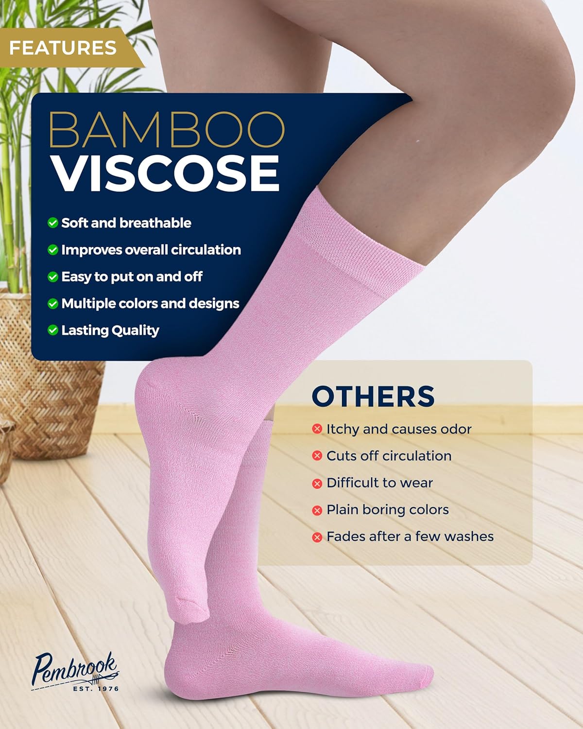 Pembrook Bamboo Viscose Dress Socks Women - 4 Pairs Crew Trouser Socks Women | Moisture Wicking Thin Socks Women - Image 3