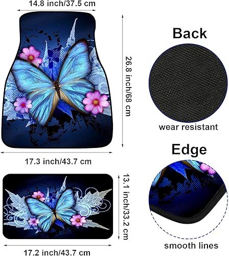 Miniatura 7 de Juego completo de 19 fundas de asiento de automóvil de mariposa para mujer, accesorios universales de automóvil, funda de goma para volante, cambio