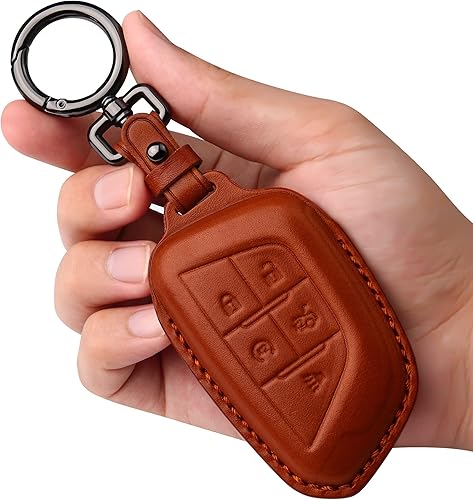 Tukellen Funda de cuero para llavero Cadillac con llavero de cuero, protección completa de 360 grados, compatible con Cadillac ct5 CT4-V, Corvette disponible en Yaxa Costa Rica