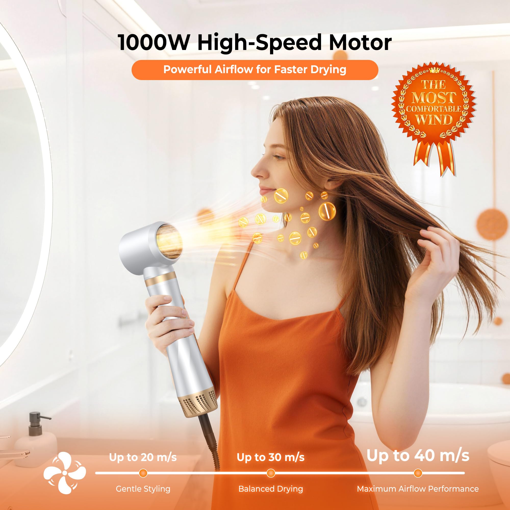 Air Styler 5 in 1 Spazzola Asciugacapelli, Hair Styler 1000W Multistyler con Arricciacapelli Automatico Spazzola Rotante per Capelli Spazzola Lisciante per Volume, Lisciare, ricci, Ideale Come Regalo