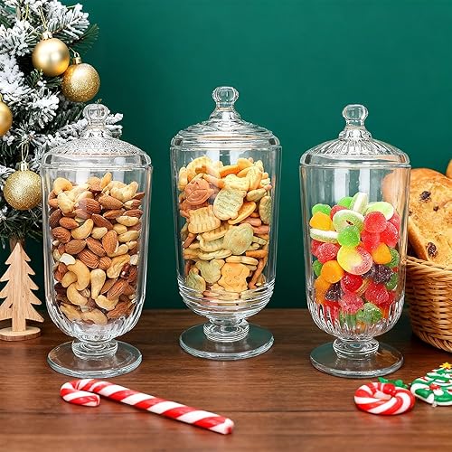 Miniatura 7 de Tarros de cristal de 24 onzas líquidas con tapas, paquete de 3 tarros de boticario, tarro de almacenamiento para dulces, galletas, aperitivos