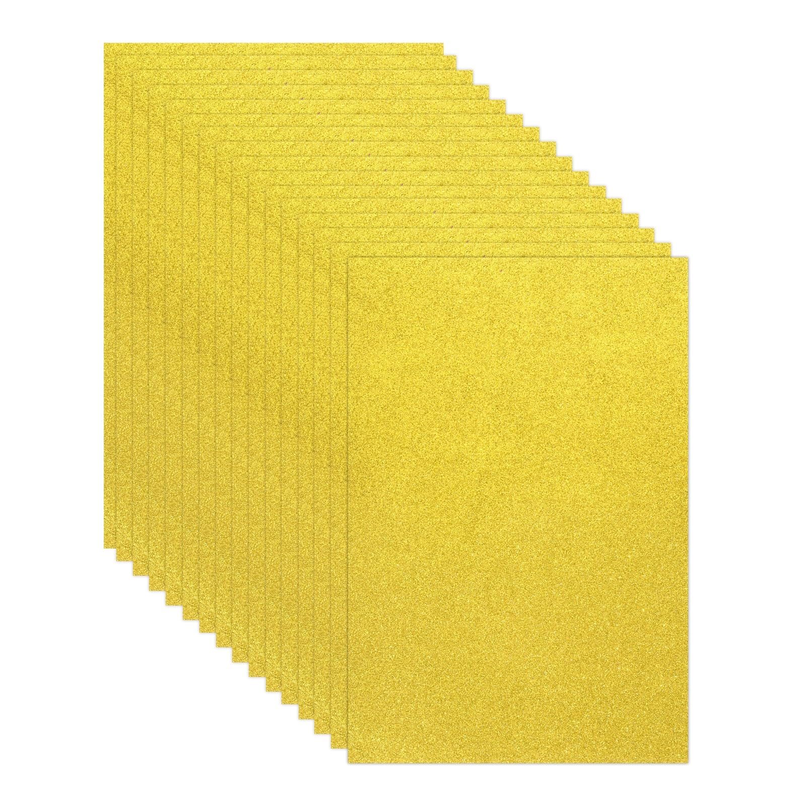 sourcing map 15 Sheets Yellow Shiny Foam Sheets, 8 Inch x 12 Inch Sparkle EVA Foam Handicraft Sheets EVA Paper for Art Crafts Projects, Scrapbook Gift DIY Card Party Decoration