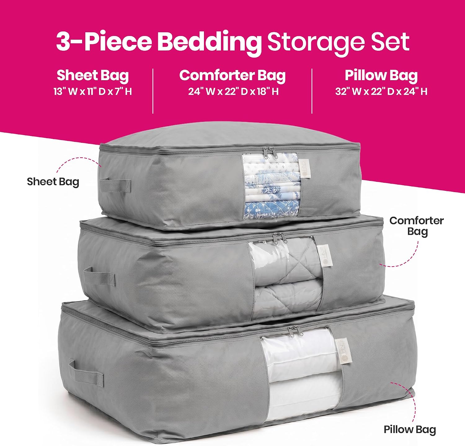 Storage Bags for Comforter, Clothes & Bedding Sets With Cedar Protection image 3