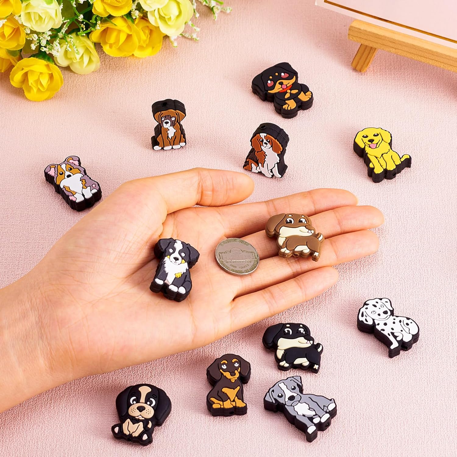 Craftdady 12Pcs Dog Silicone Focal Beads for Pens Puppy Dog Silicone Beads for Beadable Keychain Making Cute Animal Characters Rubber Bead for DIY Bracelet Jewelry Making Lovely Hang Ornament - Image 4
