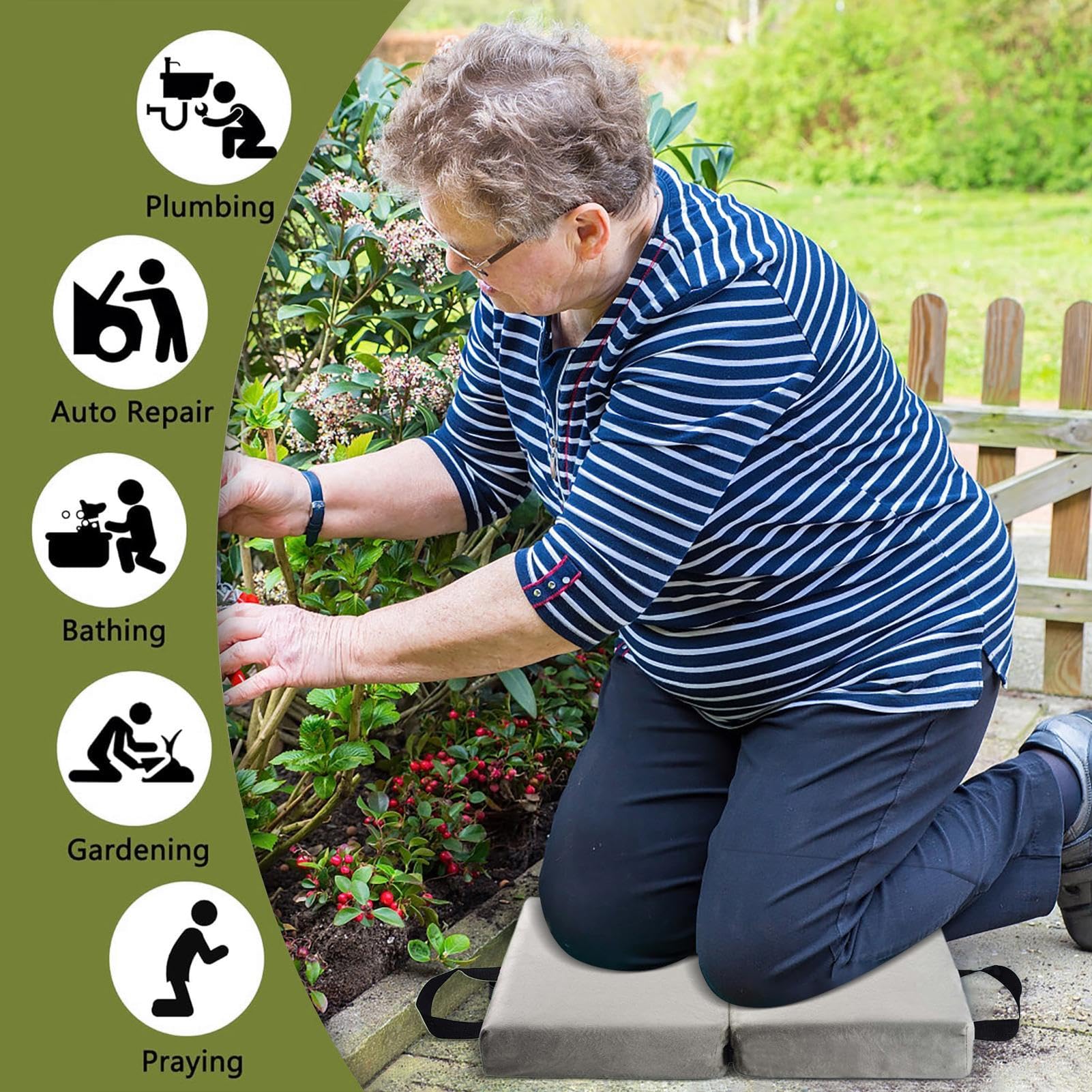 Kneeling Pad Cushion, Extra Thick Foam, Garden Kneeler Pad, Foldable Garden Kneeler, Gardening Knee Pad, Kneeling Pad with Handle, Exercise Knee Cushion, Mechanic Work Pad, Kneeling Cushion for Garden