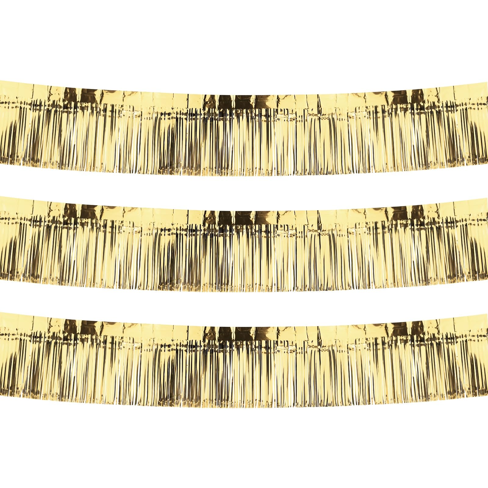 M METERXITY 3-Pack Foil Fringe Garland Total 30 Feet Shiny Metallic Foil Garland Wall Hanging Tinsel Fringe Banners for Wedding/Birthday/Party/Christmas/Anniversary [Champagne Gold]