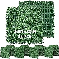 Vista 8 de Paneles artificiales de boj de 20 x 20 pulgadas (12 unidades), paneles de pared de césped con protección UV, gran privacidad, fondo de pared verde
