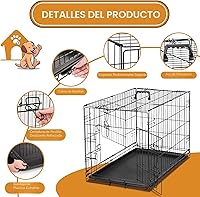 Vista 2 de Jaula para perros – Jaula portátil mediana de 36 pulgadas de doble puerta, jaula de alambre de metal para mascotas con bloqueo seguro, bandeja a