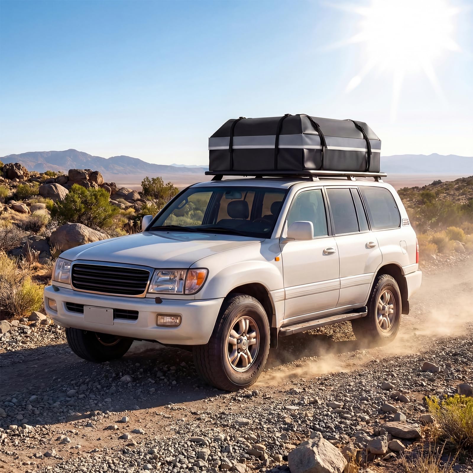SOARS Coffre de Toit Voiture, Sac de Toit Souple Étanche (Noir+Gris,450L)
