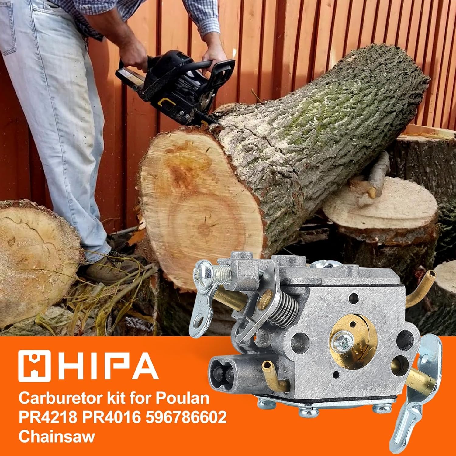 Hipa PR4218 Carburetor Fit for Poulan Husqvarna PL3314 PL3816 PR4016 PD4218 PD4016 Poulan Pro PR4218A 18" 42cc Chainsaw Model Replace 596786602 with Chainsaw Air Purge Primer Bulb