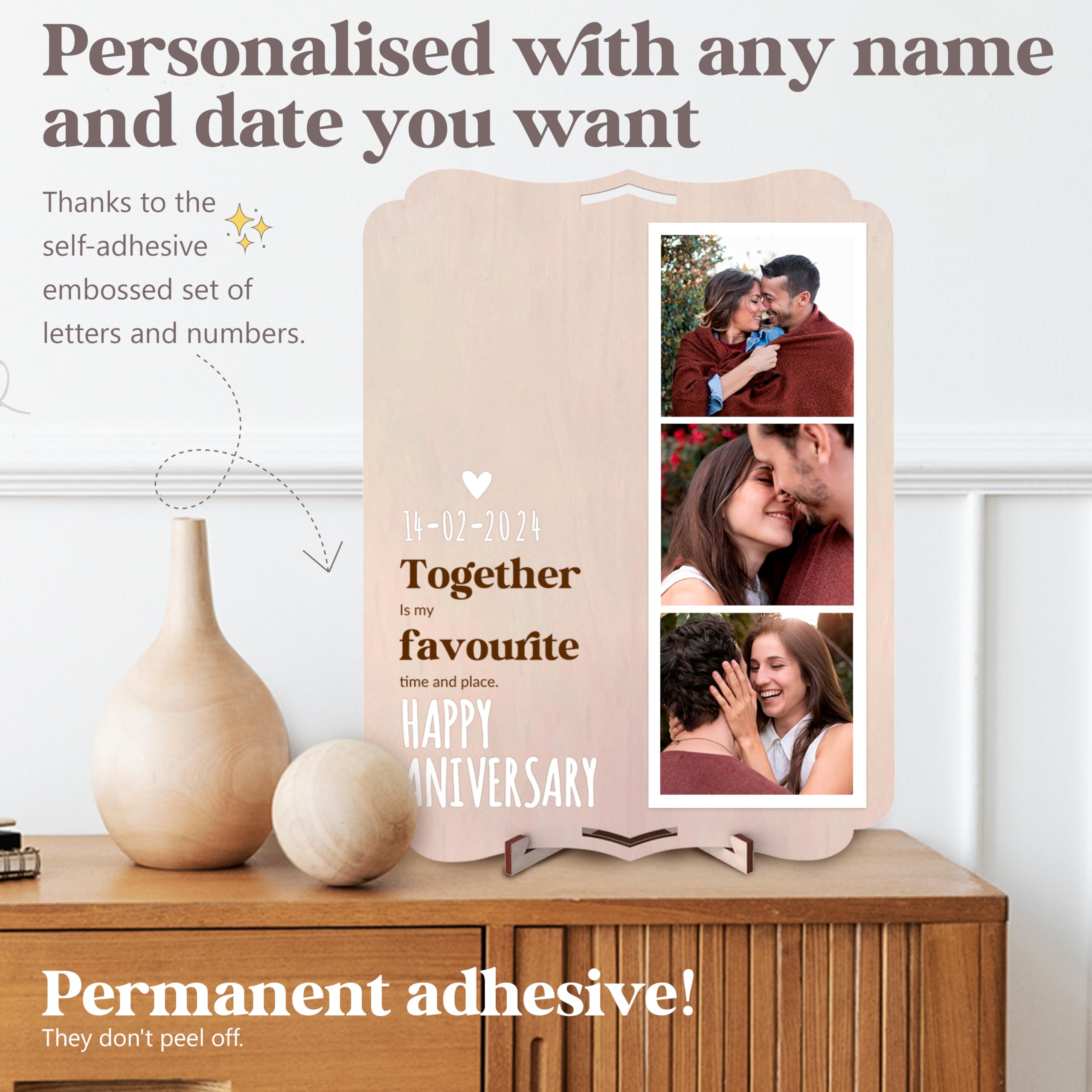 nagu® Wooden Multiple Photo Frame, 22x30cm A4 Frame with Table Stand and Hanging Hole, Personalized Gift Card - Image 4