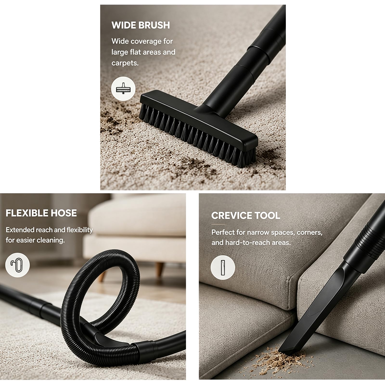 Kit di 9 accessori per aspirapolvere Gtech AirRam Platinum 2019-2025| Adattatore multi-formato | bocchetta a lancia, strumento per tappezzeria, crine di cavallo e spazzola larga | Pulizia