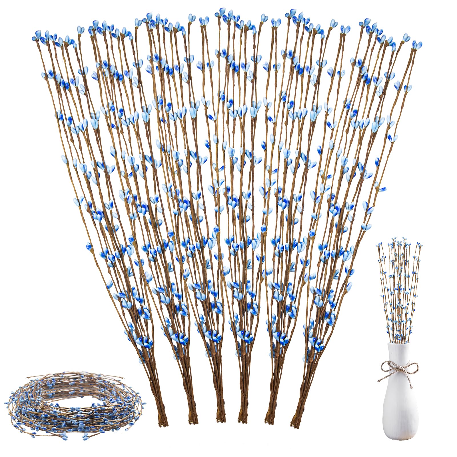 ELANE 60 Pcs Pip Berry Garland, Blue, 65.6 Feet, Irregular Shape, Artificial, Home, Holiday