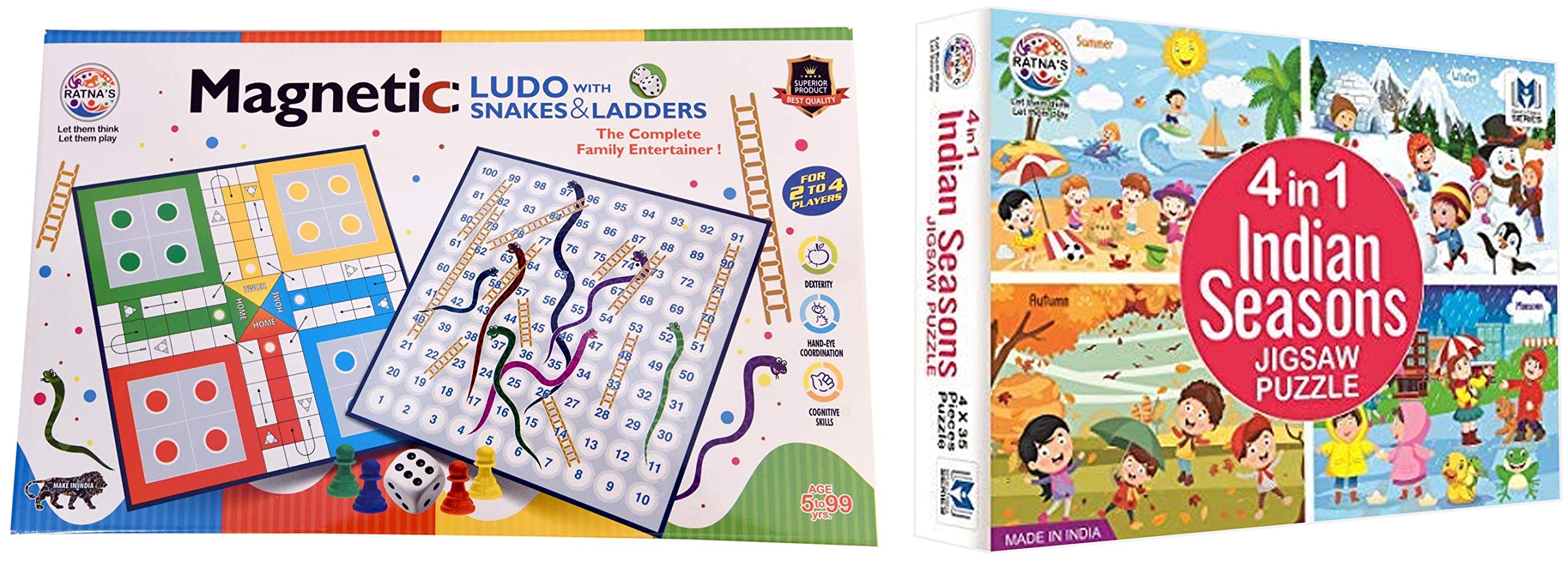 RATNAs Kid Magnetic Snakes and Ladders with Ludo & 4 in 1 Indian Seasons Jigsaw Puzzle, 35 Pieces (B0BMTX9F4Y) Amazon Price History, Amazon Price Tracker