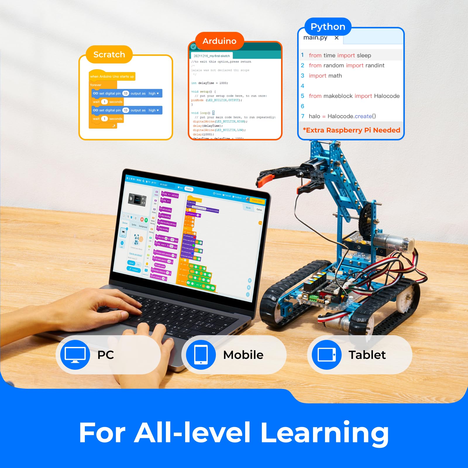 Makeblock mBot Ultimate Robot da Construire 10 in 1, Giocattolo STEM, Robot Programmabile Compatibile con Arduino e Scratch, Oltre 160 Parti Meccaniche e Moduli, Scheda di Controllo Principale MegaPi