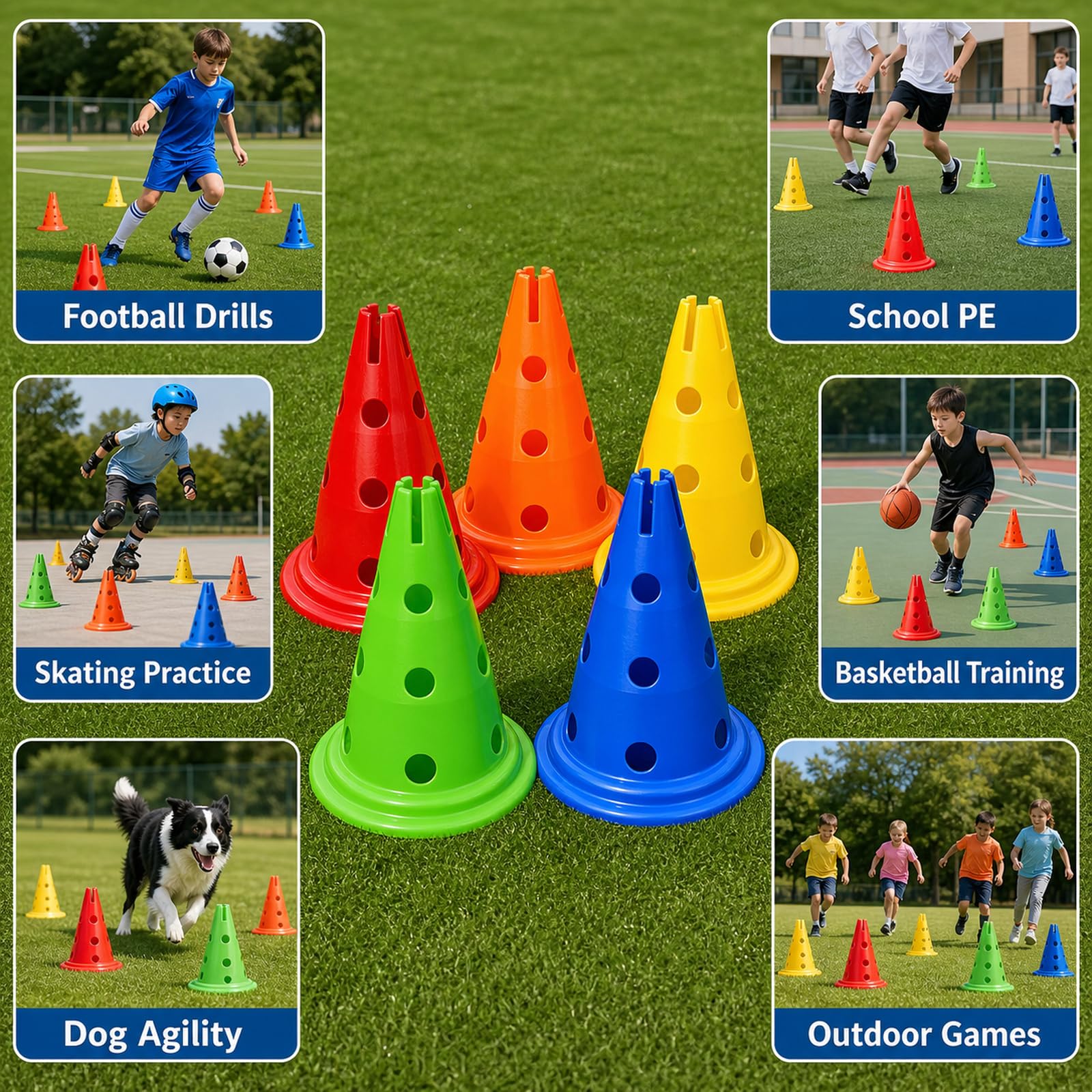 10 Piezas Conos de Entrenamiento,Conos de Entrenamiento Futbol,Cono de Marcador Conos de Slalom,Conos de Disco de Seguridad de Agilidad,Futbol Entrenamiento de Agilidad y Velocidad