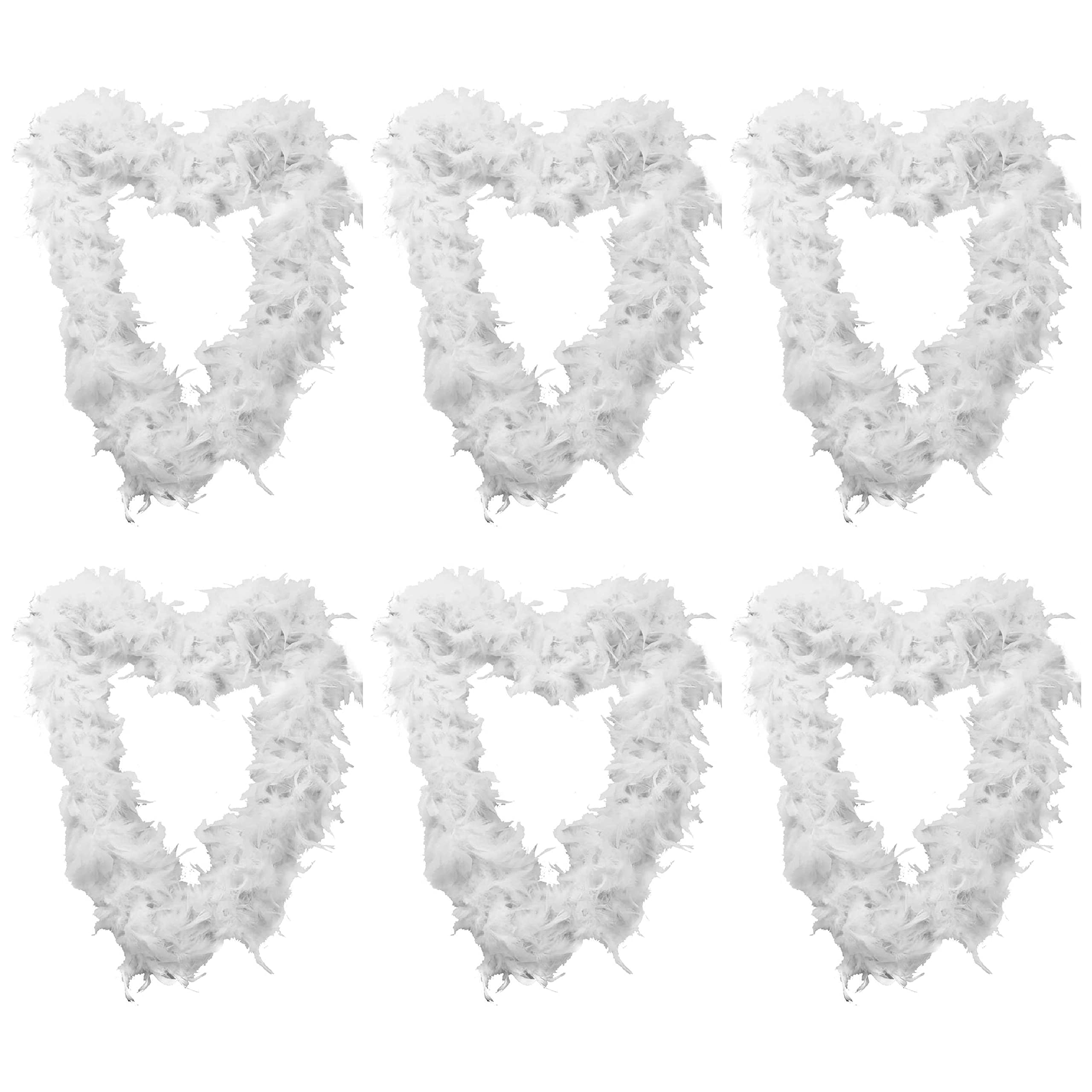 White Feather Boa Accessory - Pack Of 6-67"/170cm Long 60g Feather Boa - Hen Party Stag Do Fancy Dress Costume Accessory — image 1