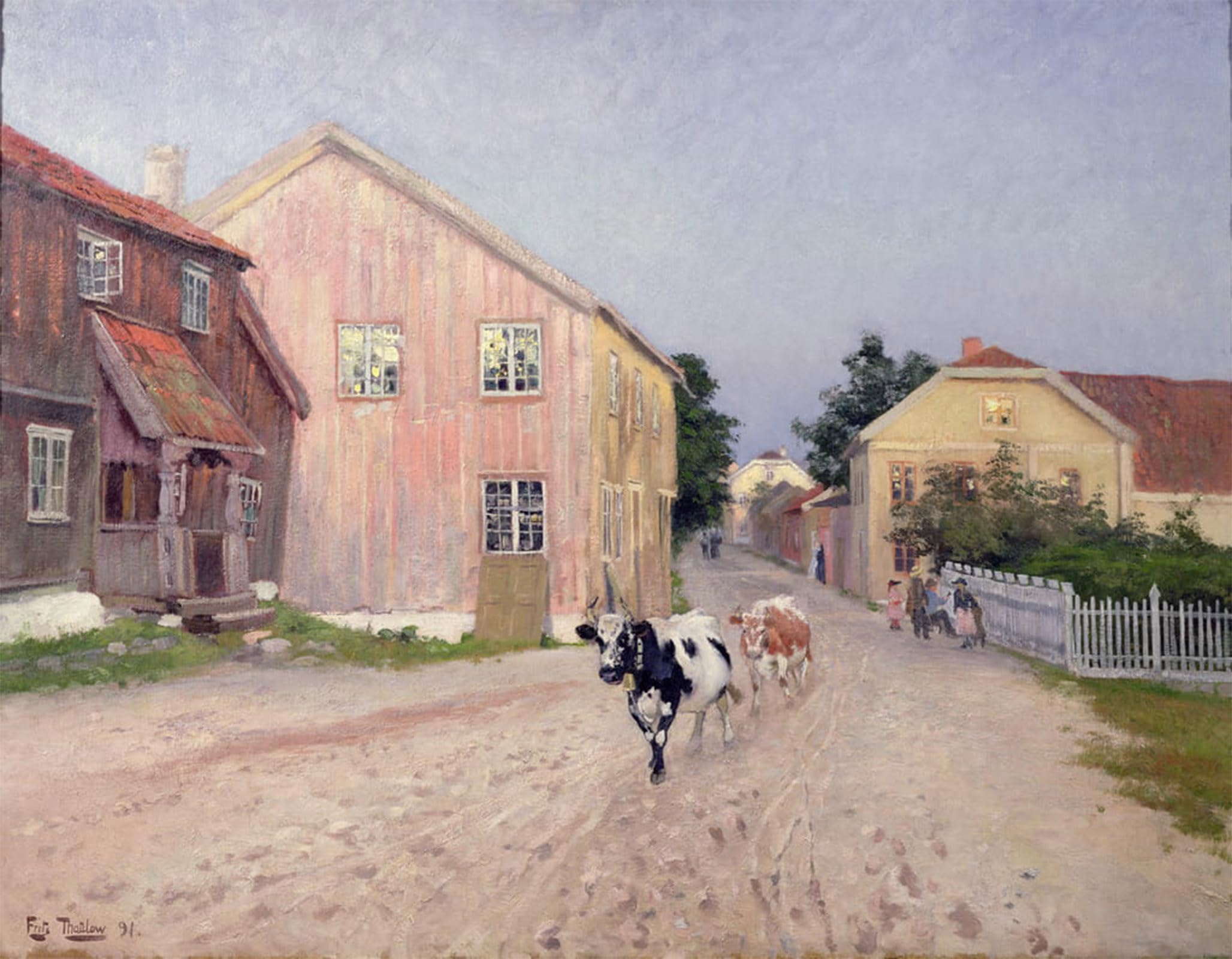 POSTERIIk Famous Animal Posters Vintage Picture Street in Hokksund by Fritz Thaulow Modern Wall Decor for Home Decor 60x90cm