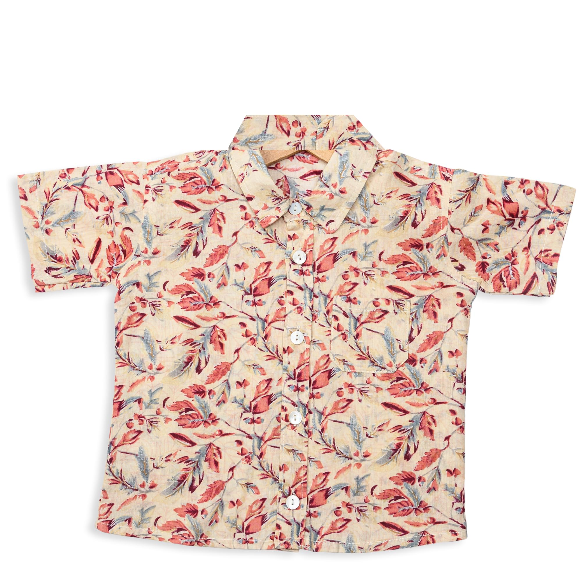 100% Pure Organic Cotton Beach Breeze Shirt with Collar and Pocket for Babies