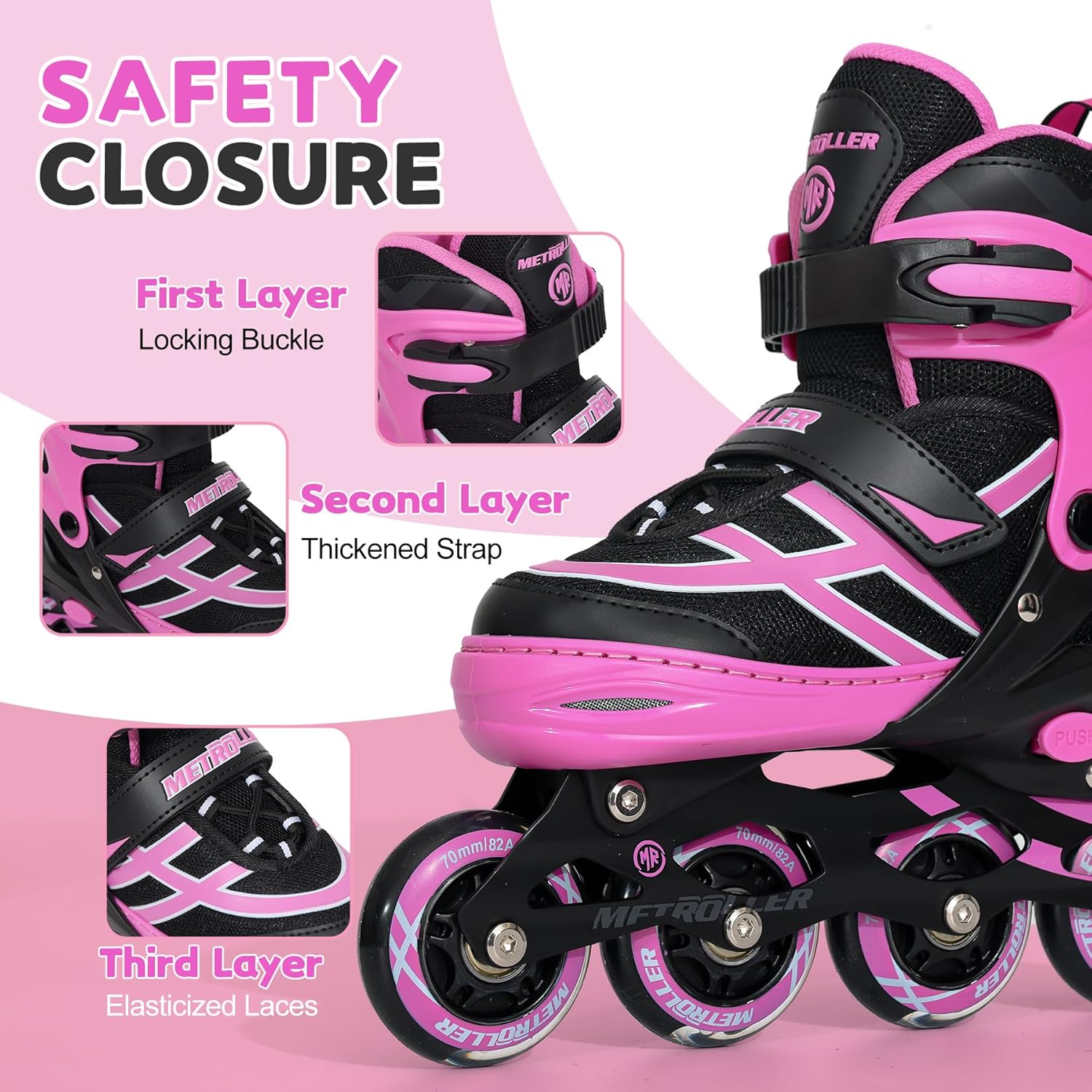 METROLLER Inline Skates for Girls Boys Ages 5-8 8-12 Adjustable Illuminating Wheels Inline Roller Skates for Youth Kids Outdoor Blades