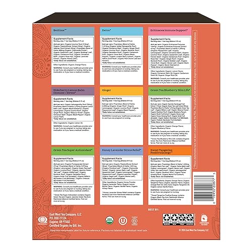 Miniatura 2 de Yogi Caja de regalo de muestras de té orgánico (45 bolsas de té) – Surtido de deliciosos tés de bienestar, 9 tés favoritos de hierbas, verdes y
