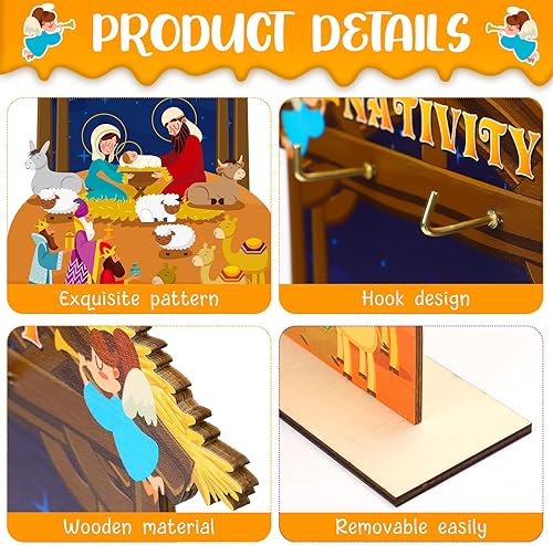 Miniatura 3 de Calendario de Adviento de Navidad, calendario de cuenta regresiva de madera, bloques de escritorio de madera, calendario de Navidad para niños,