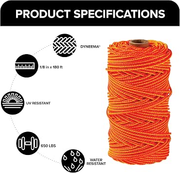 Jameson 1/8 in x 200 ft Polyethylene Throw Line High-Visibility Arborist Line (TL-PE-18200)