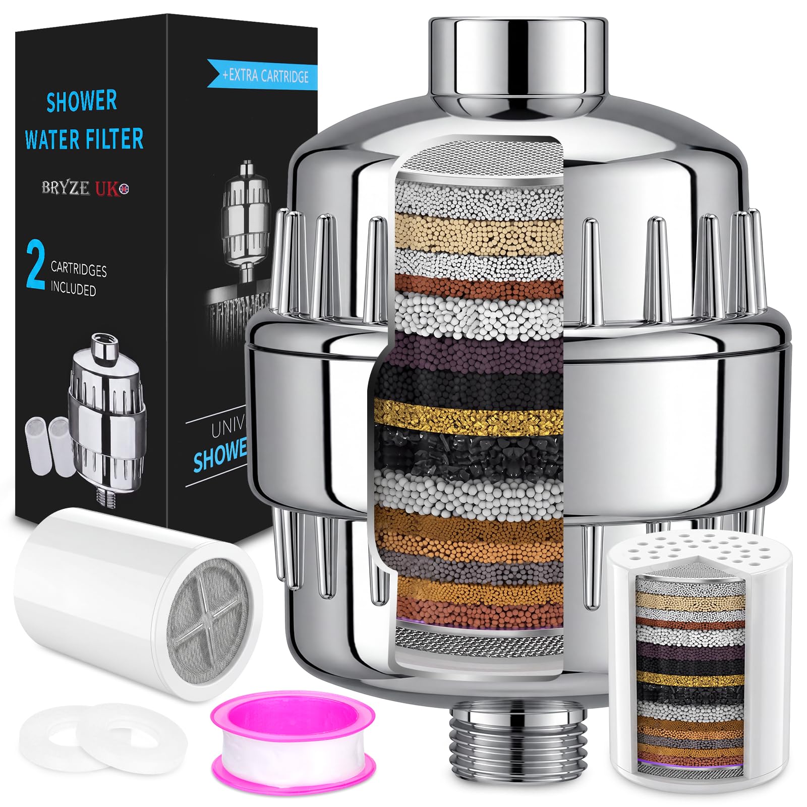 20 Stage Shower Filter Shower Head Filter, Hard Water Filter for Healthier Skin & Hair, Removes Chlorine, Heavy Metals & Sediments, Vitamin C Water Softener Reduces Dry & Itchy Skin