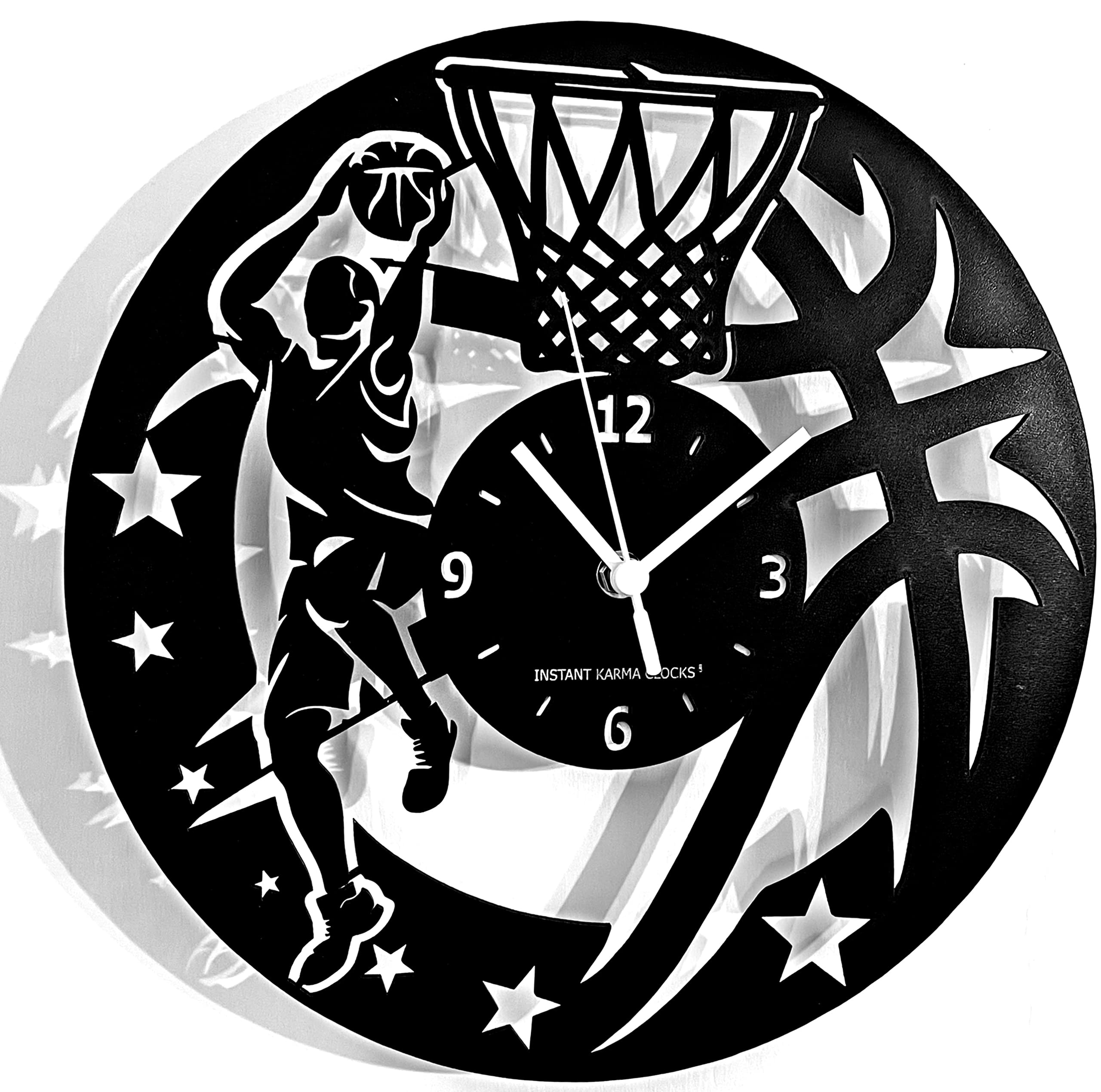 Instant Karma Clocks Wall Clock ➤ Basketball Player Ball Sport, Creative Wall Art Home Decor