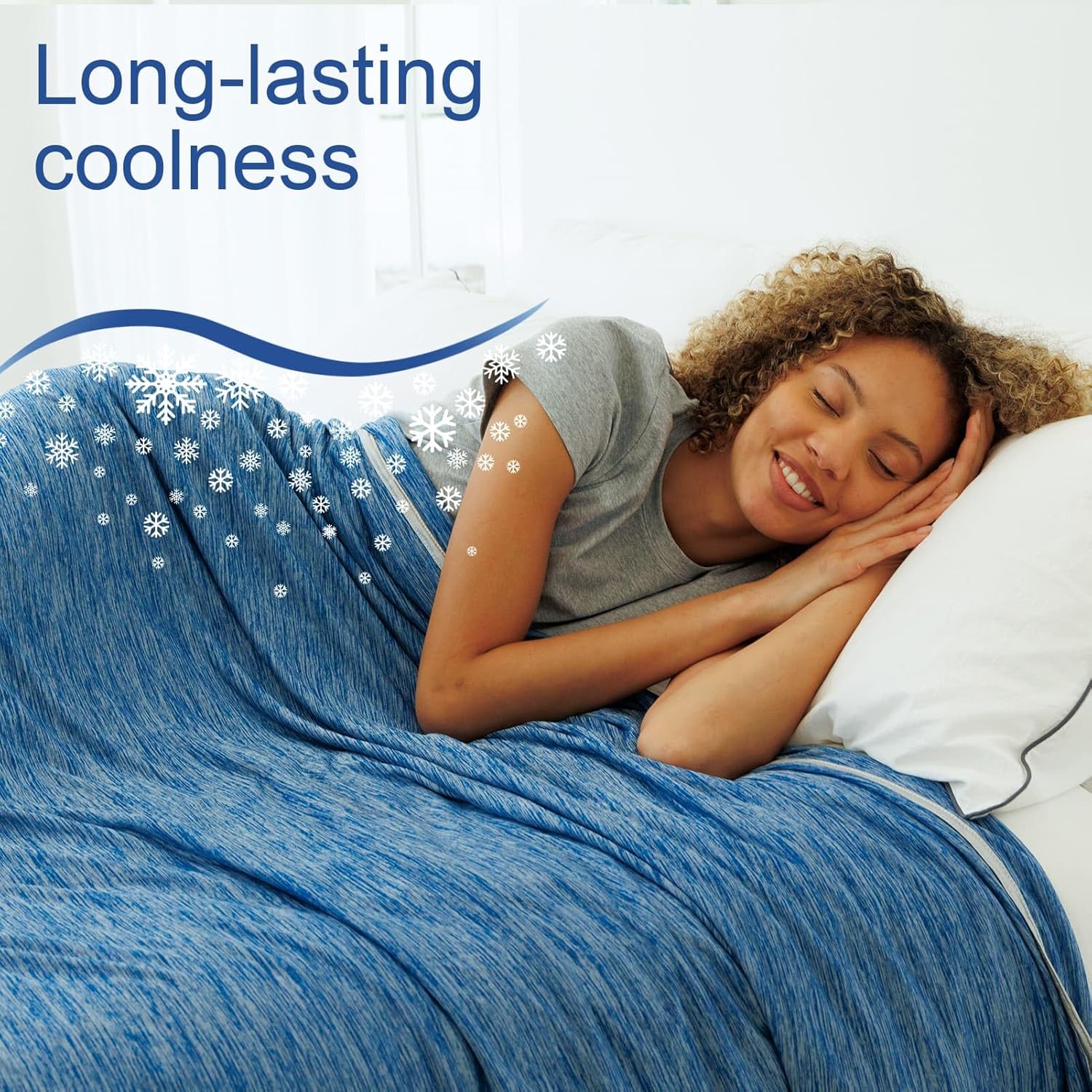 NANPIPER Cooling Blanket Queen Size for Hot Sleepers,Double Sided Cold Lightweight Summer Bed Blanket, Classic Blue 90"x90" - Image 9