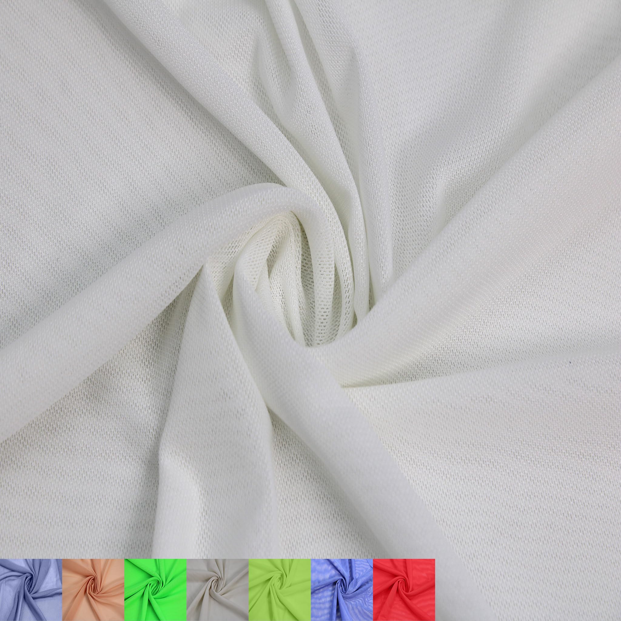 Stylish FABRIC Lightweight Solid Poly Spandex Power Mesh 4-Way Stretch-(100GSM), Apparel Fabric DIY Projects, Off White 1 Yard