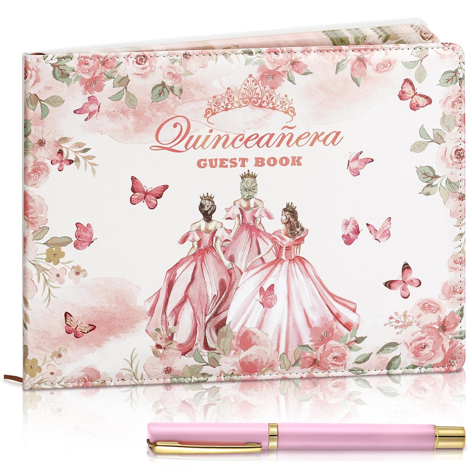 MotiMind Quinceanera Guest Book Libro De Firmas Para 15 Anos Pink Princess