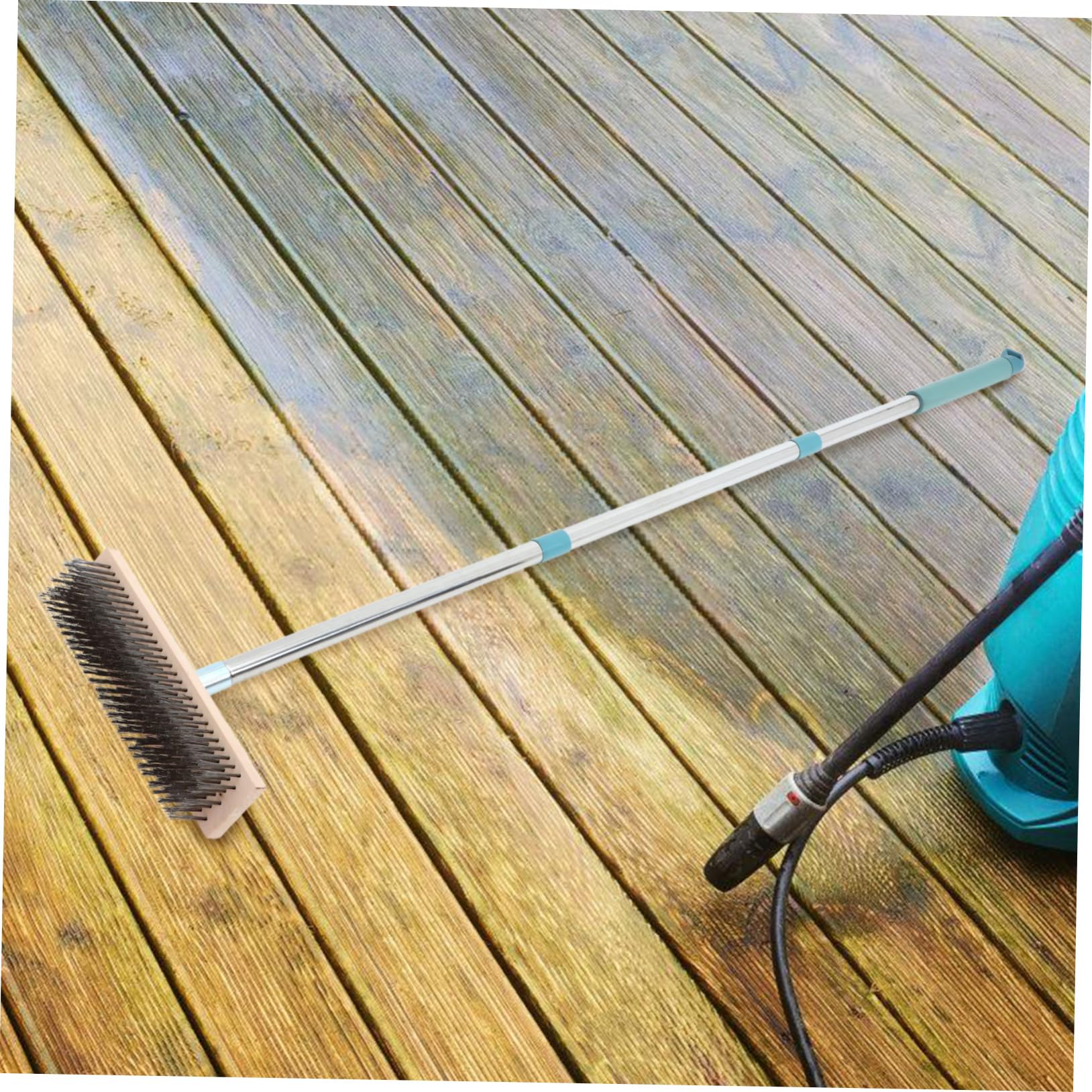 Drahtborsten Scheuerbürste mit Langem Stiel für Terrasse und Decks
